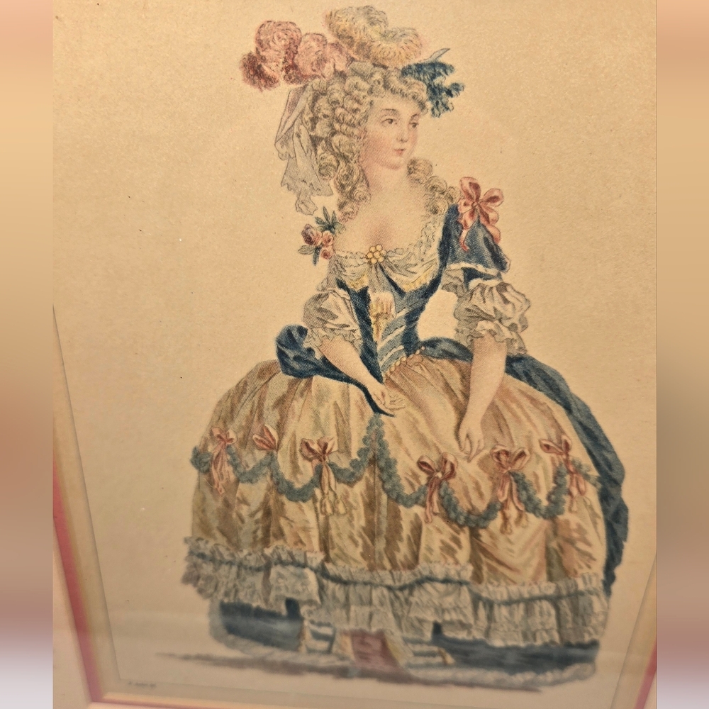 Vintage Marie Antoinette Lithograph St Aubin Del-Dupin Fil Sculp French Art - Picture 5 of 9